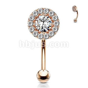 316L Surgical Steel Prong Set Round CZ Center With CZ Paved Surrounding... - Image 7