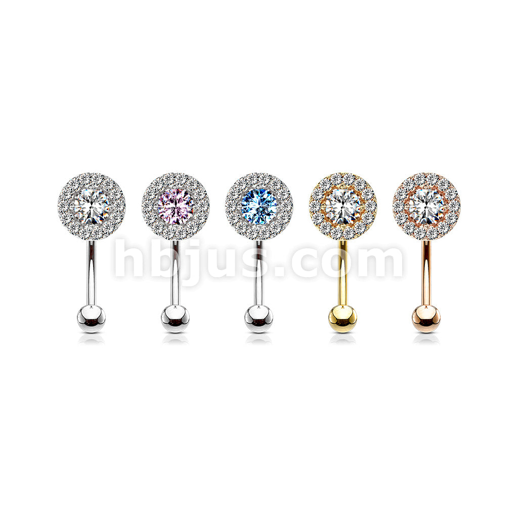 316L Surgical Steel Prong Set Round CZ Center With CZ Paved Surrounding... - Image 9