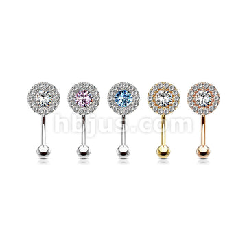 316L Surgical Steel Prong Set Round CZ Center With CZ Paved Surrounding... - Image 9