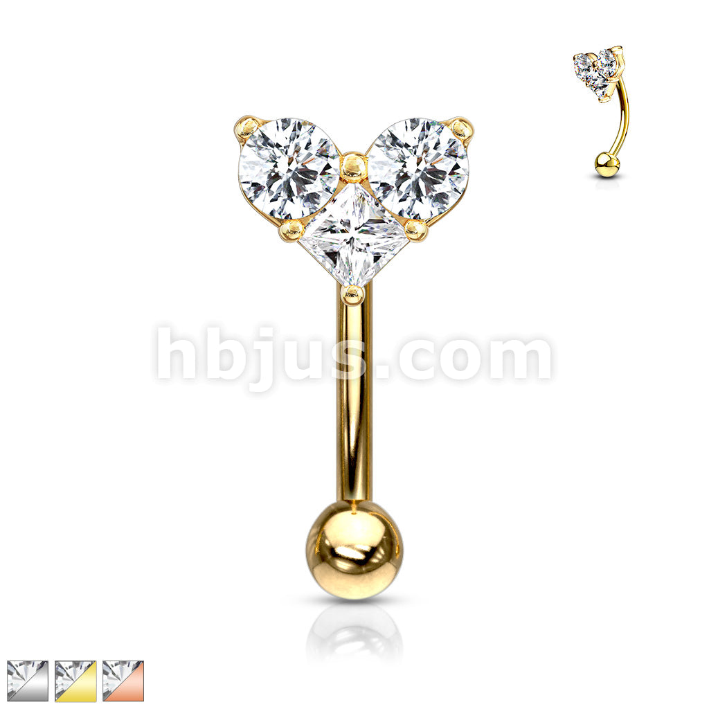 316L Surgical Steel 316L Surgical Steel Three Prong Set Round and... - Image 2