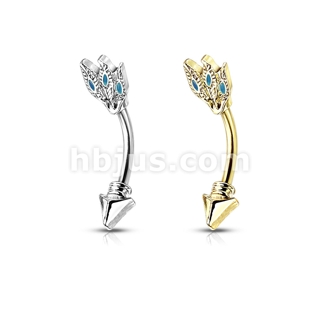 316L Surgical Steel 316L Surgical Steel Turquoise Feathers Tribal Arrow... - Image 6