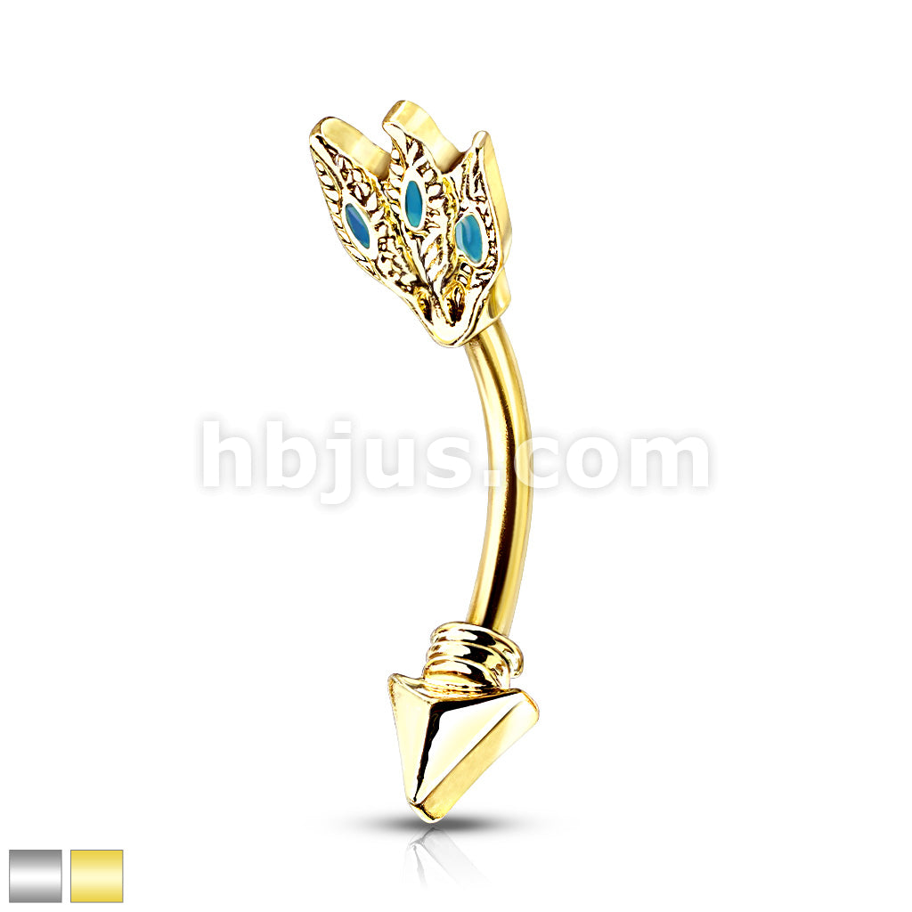 316L Surgical Steel 316L Surgical Steel Turquoise Feathers Tribal Arrow... - Image 2