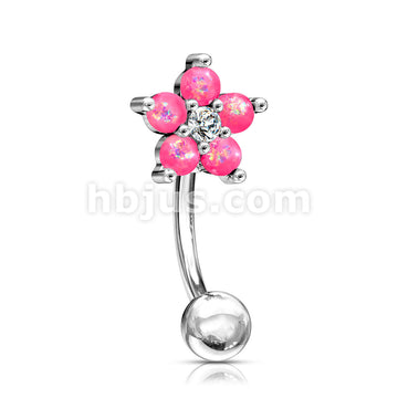 316L Surgical Steel 316L Surgical Steel CZ Center Opal Glitter Flower... - Image 3