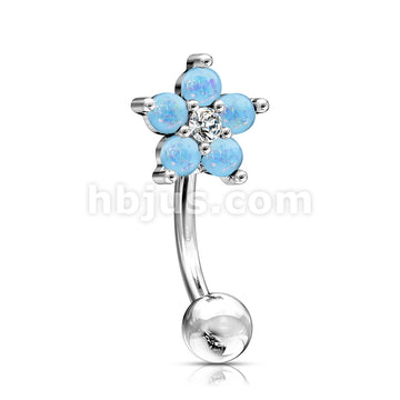 316L Surgical Steel 316L Surgical Steel CZ Center Opal Glitter Flower... - Image 4