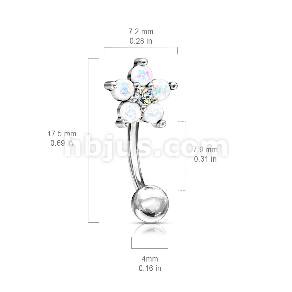 316L Surgical Steel 316L Surgical Steel CZ Center Opal Glitter Flower... - Image 6