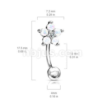 316L Surgical Steel 316L Surgical Steel CZ Center Opal Glitter Flower... - Image 6