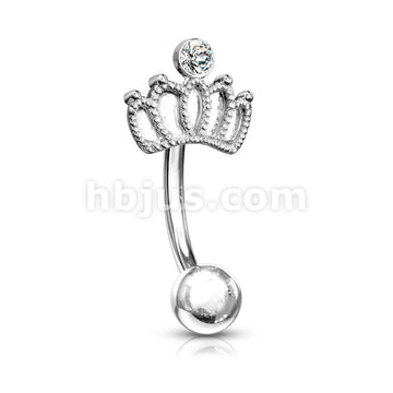 316L Surgical Steel 316L Surgical Steel Crown With Crystal Curved... - Image 3