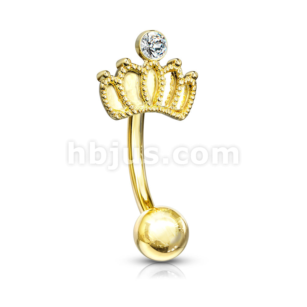 316L Surgical Steel 316L Surgical Steel Crown With Crystal Curved... - Image 4