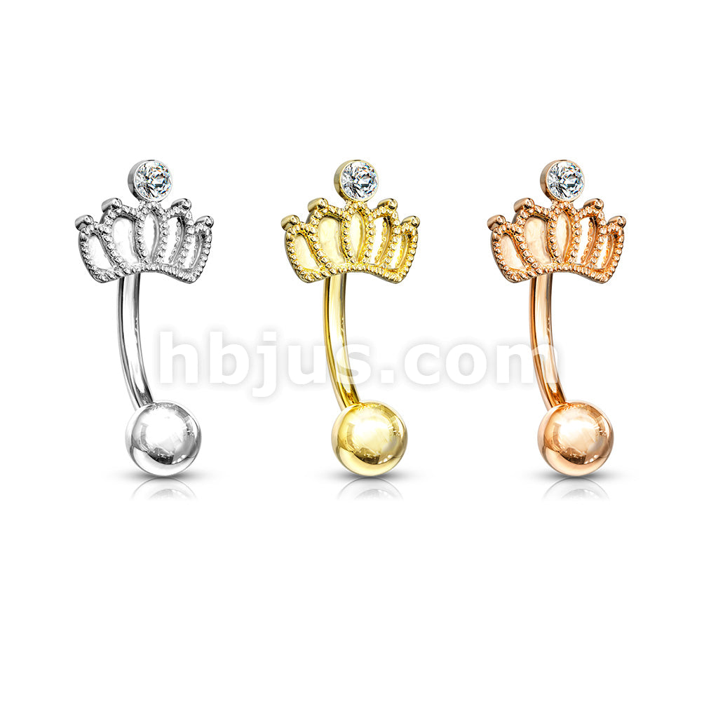316L Surgical Steel 316L Surgical Steel Crown With Crystal Curved... - Image 7