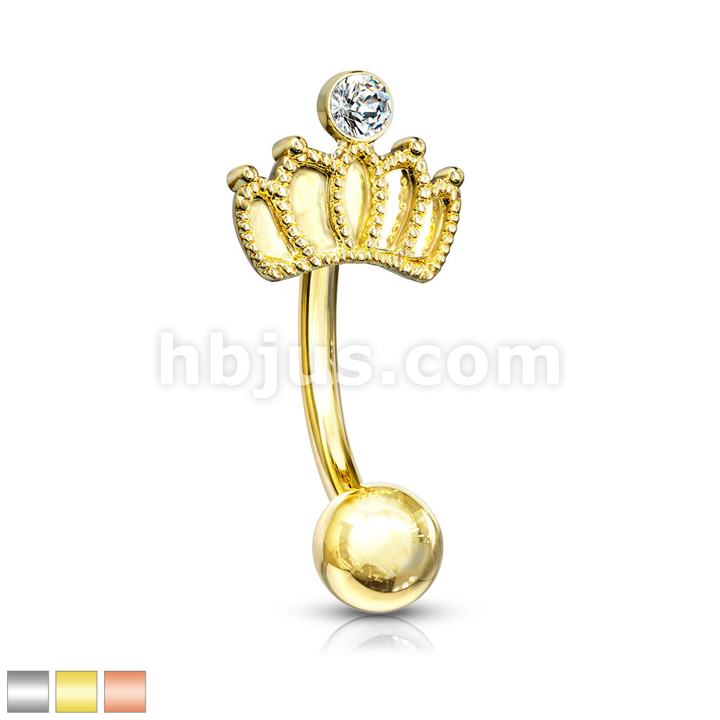 316L Surgical Steel 316L Surgical Steel Crown With Crystal Curved... - Image 2