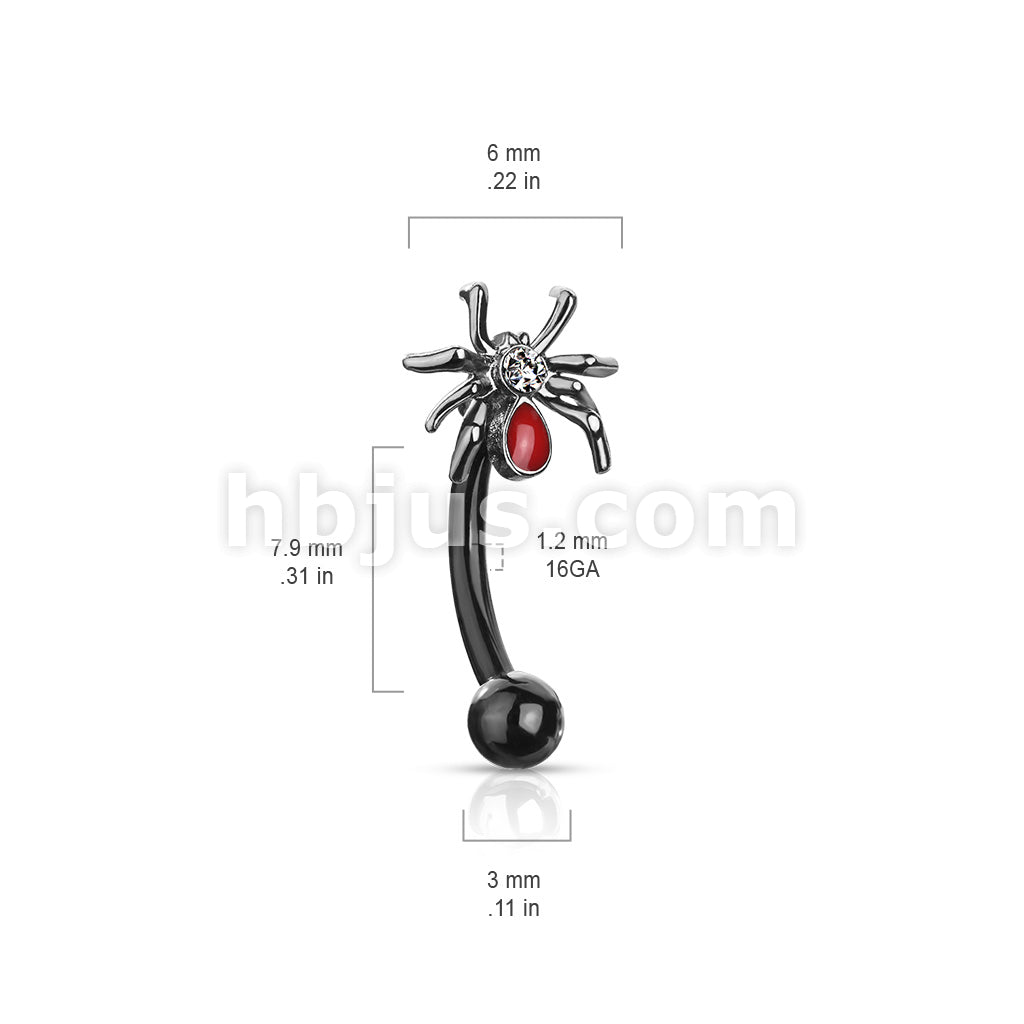 316L Surgical Steel 316L Surgical Steel Crystal Set Red Spider Curved... - Image 5