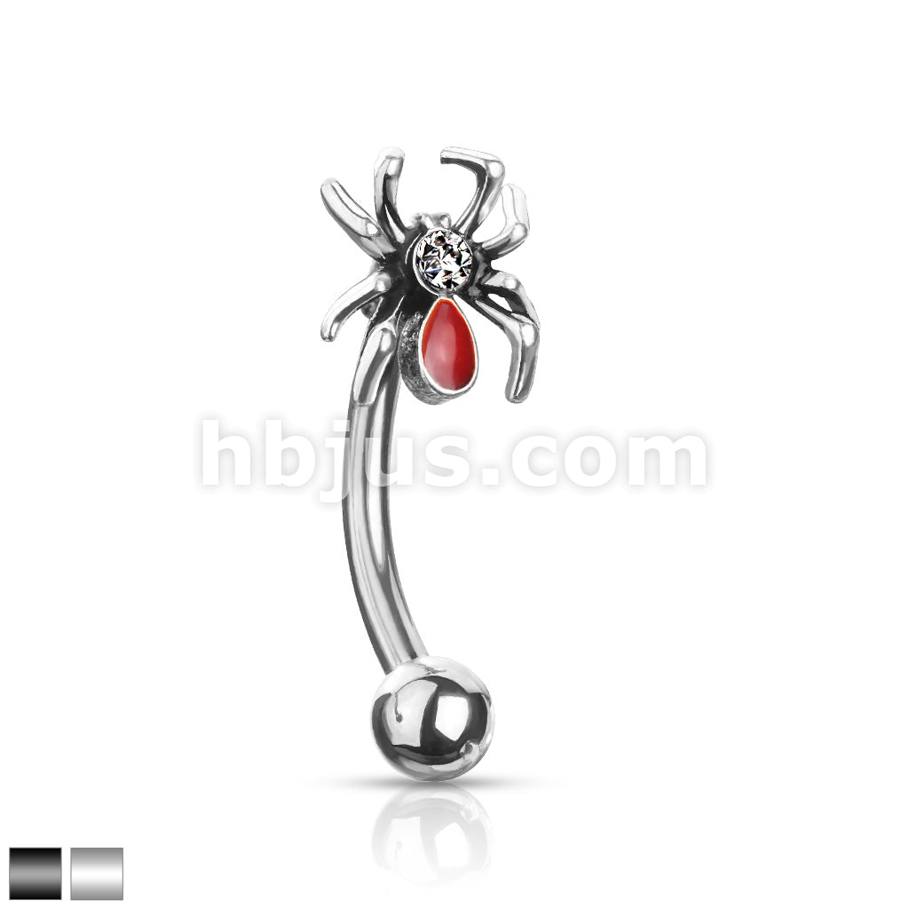 316L Surgical Steel 316L Surgical Steel Crystal Set Red Spider Curved... - Image 2