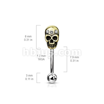 316L Surgical Steel 316L Surgical Steel Curved Eyebrow Rings with Skull - Image 3
