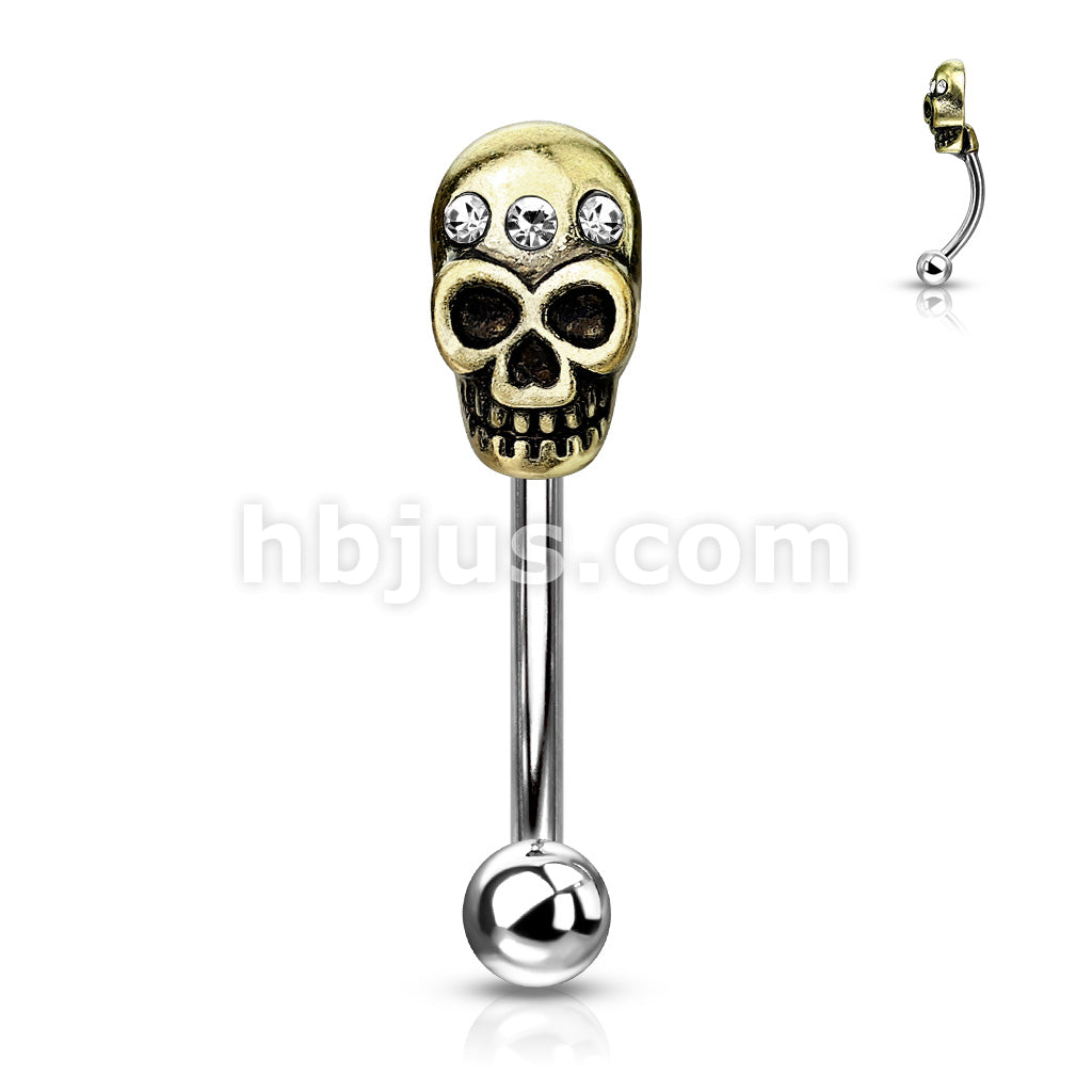 316L Surgical Steel 316L Surgical Steel Curved Eyebrow Rings with Skull - Image 2