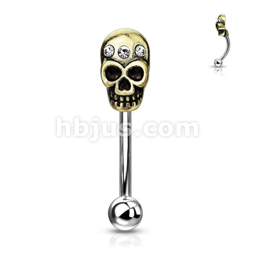 316L Surgical Steel 316L Surgical Steel Curved Eyebrow Rings with Skull - Image 2