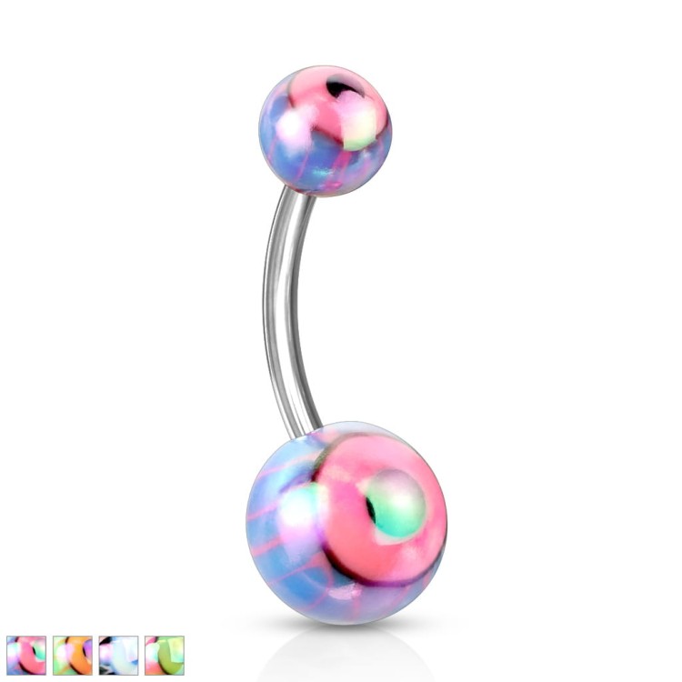 Eyeball Metallic Coated 316L Surgical Steel Navel Ring