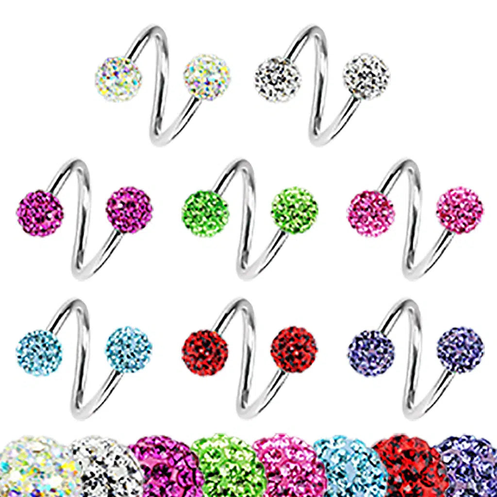Ferido Crystal Ball Spiral 316L Surgical Steel