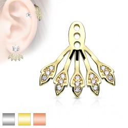 Five Micro Pave CZ Leaves Earring Jacket / Cartilage Stud Add on Dangle