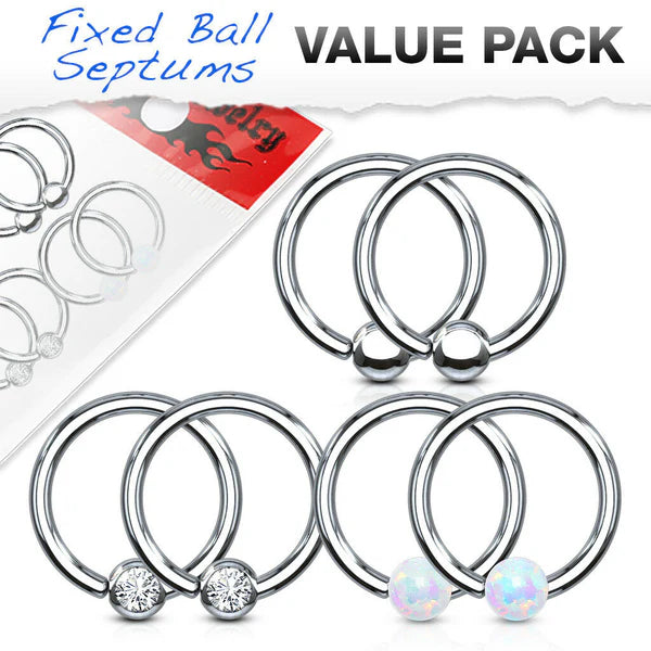 Fixed Ball 316L Surgical Steel Captive Bead Rings/Hoops
