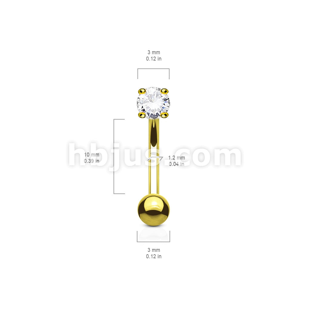 14KT  Gold 14 Karat Round CZ Prong Eyebrow Curve Ring - Image 6