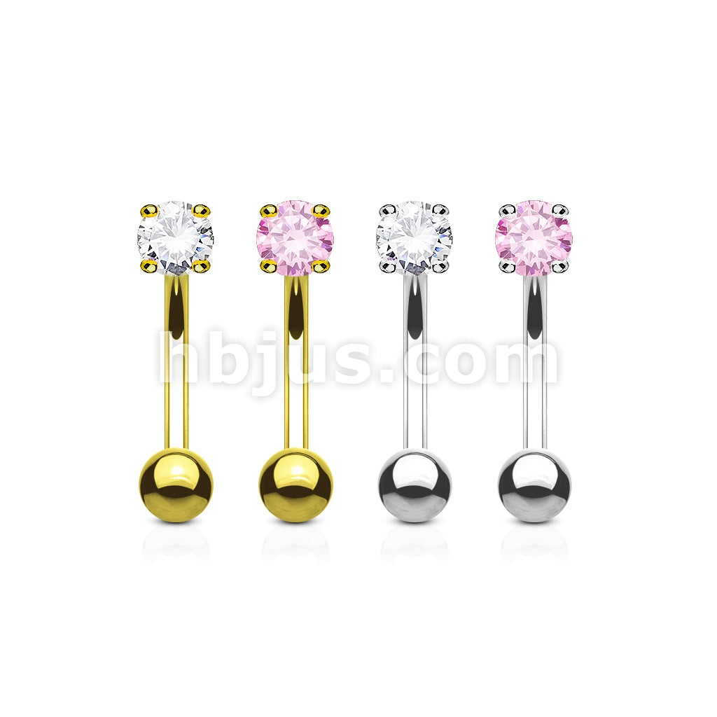 14KT  Gold 14 Karat Round CZ Prong Eyebrow Curve Ring - Image 7