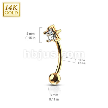 14KT  Gold 14 Karat Star CZ Prong Eyebrow Curve Ring - Image 4