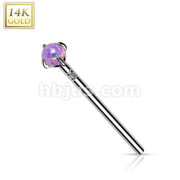 14KT  Gold 14K Gold Prong Set Opal Fishtail Nose Rings - Image 6