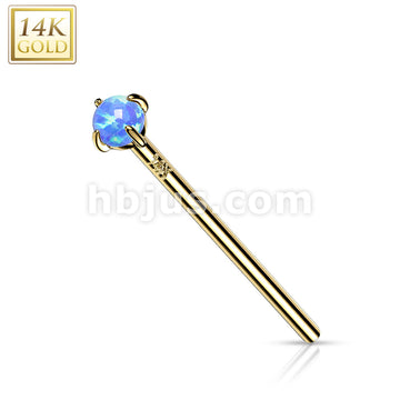 14KT  Gold 14K Gold Prong Set Opal Fishtail Nose Rings - Image 7
