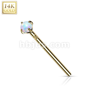 14KT  Gold 14K Gold Prong Set Opal Fishtail Nose Rings - Image 8