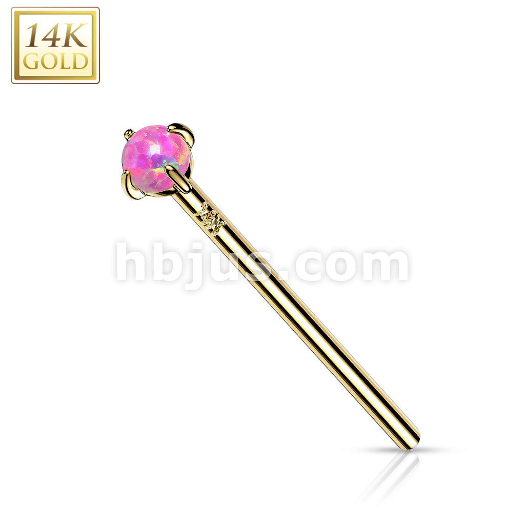 14KT  Gold 14K Gold Prong Set Opal Fishtail Nose Rings - Image 9