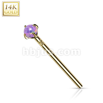 14KT  Gold 14K Gold Prong Set Opal Fishtail Nose Rings - Image 10