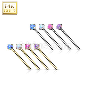 14KT  Gold 14K Gold Prong Set Opal Fishtail Nose Rings - Image 11