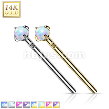 14KT  Gold 14K Gold Prong Set Opal Fishtail Nose Rings - Image 2