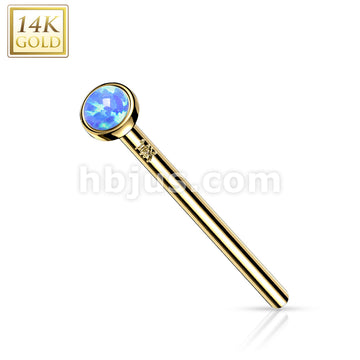 14KT  Gold 14K Gold Bezel Set Opal Fishtail Nose Rings - Image 6