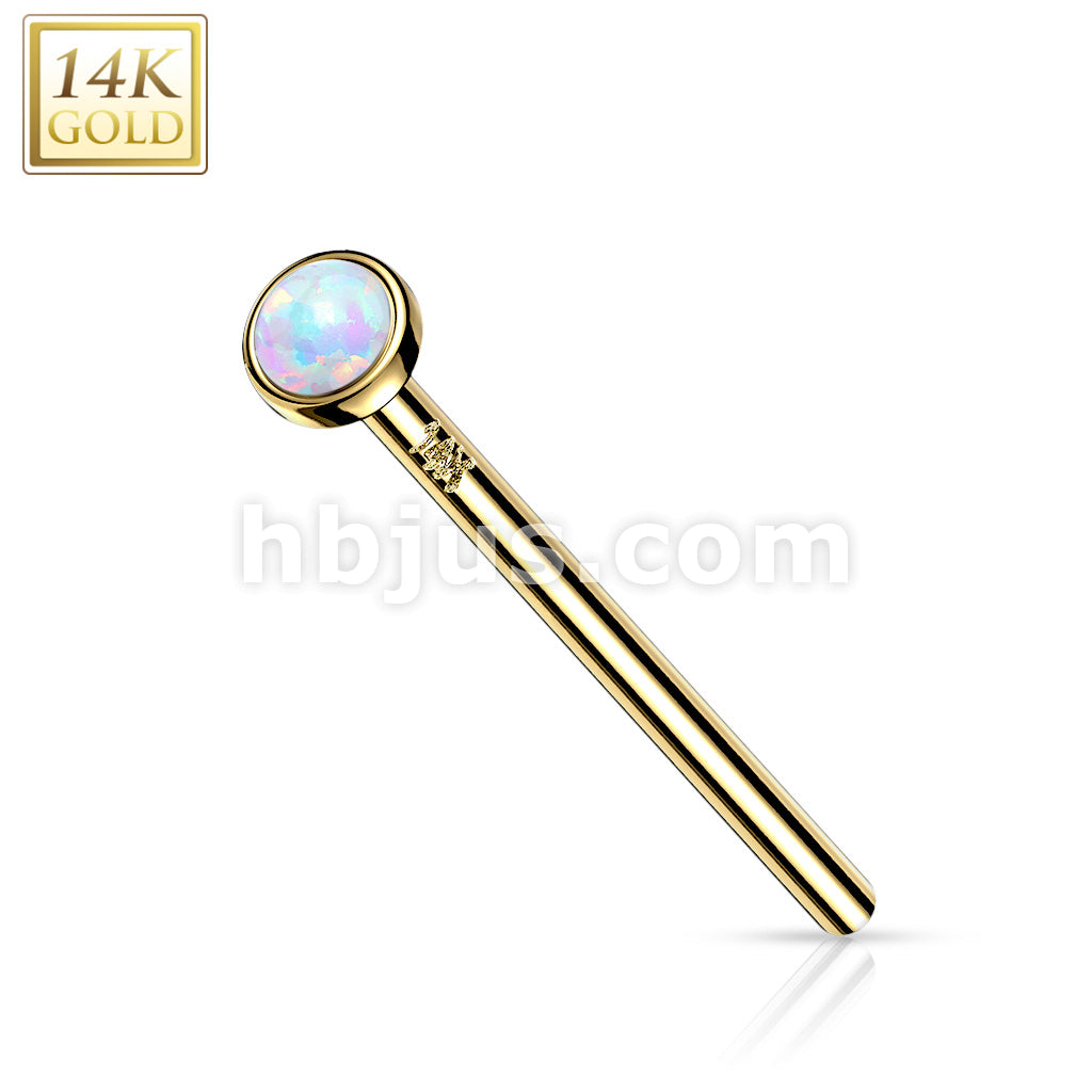 14KT  Gold 14K Gold Bezel Set Opal Fishtail Nose Rings - Image 7