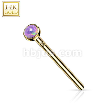 14KT  Gold 14K Gold Bezel Set Opal Fishtail Nose Rings - Image 8