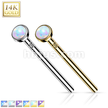 14KT  Gold 14K Gold Bezel Set Opal Fishtail Nose Rings - Image 2