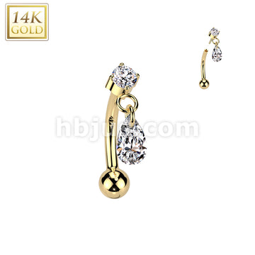 14KT  Gold 14K Gold Threadless Push In Curved Eyebrow Barbell With... - Image 3