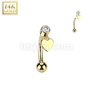 14KT  Gold 14K Gold Threadless Push In Curved Eyebrow Barbell With... - Image 3