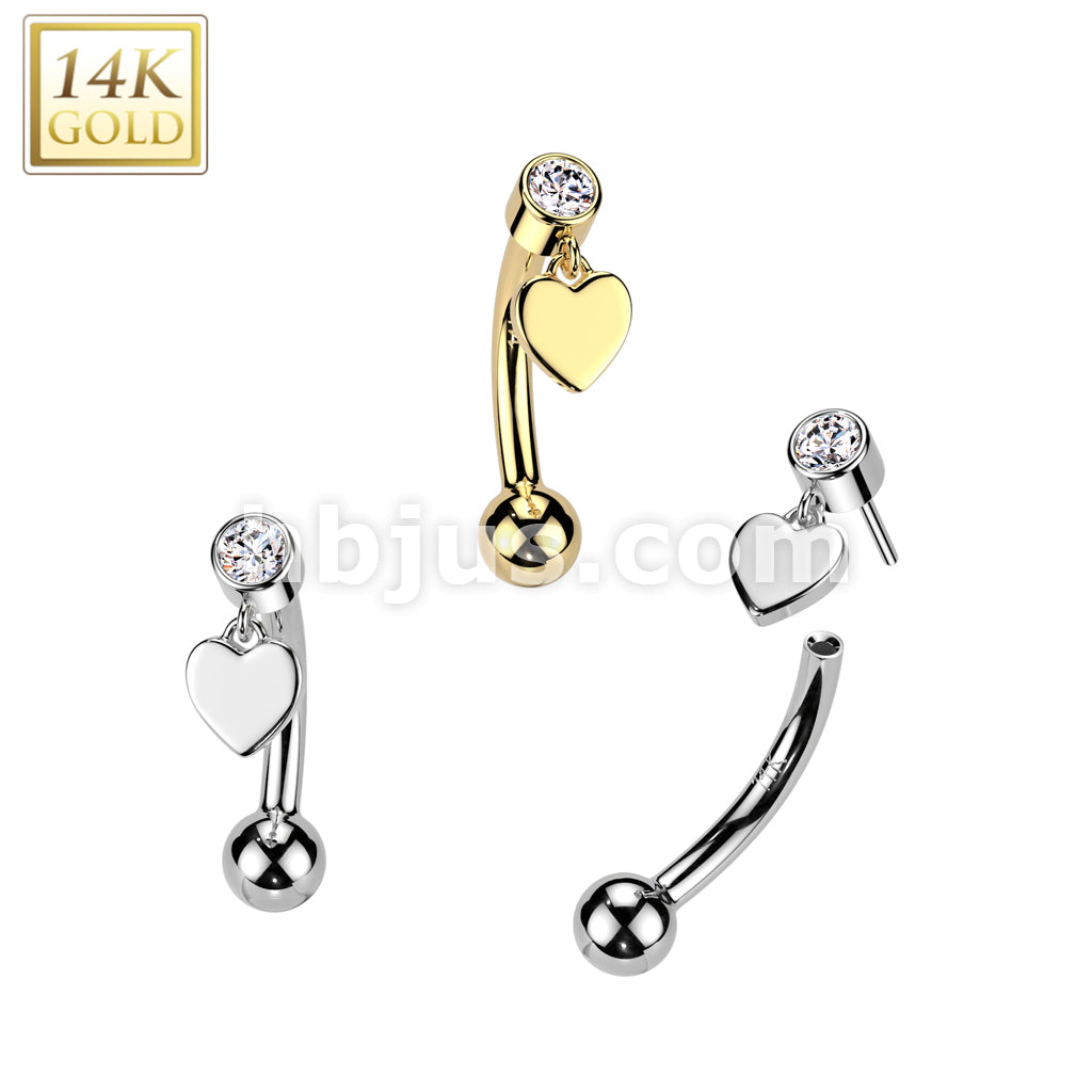 14KT  Gold 14K Gold Threadless Push In Curved Eyebrow Barbell With...