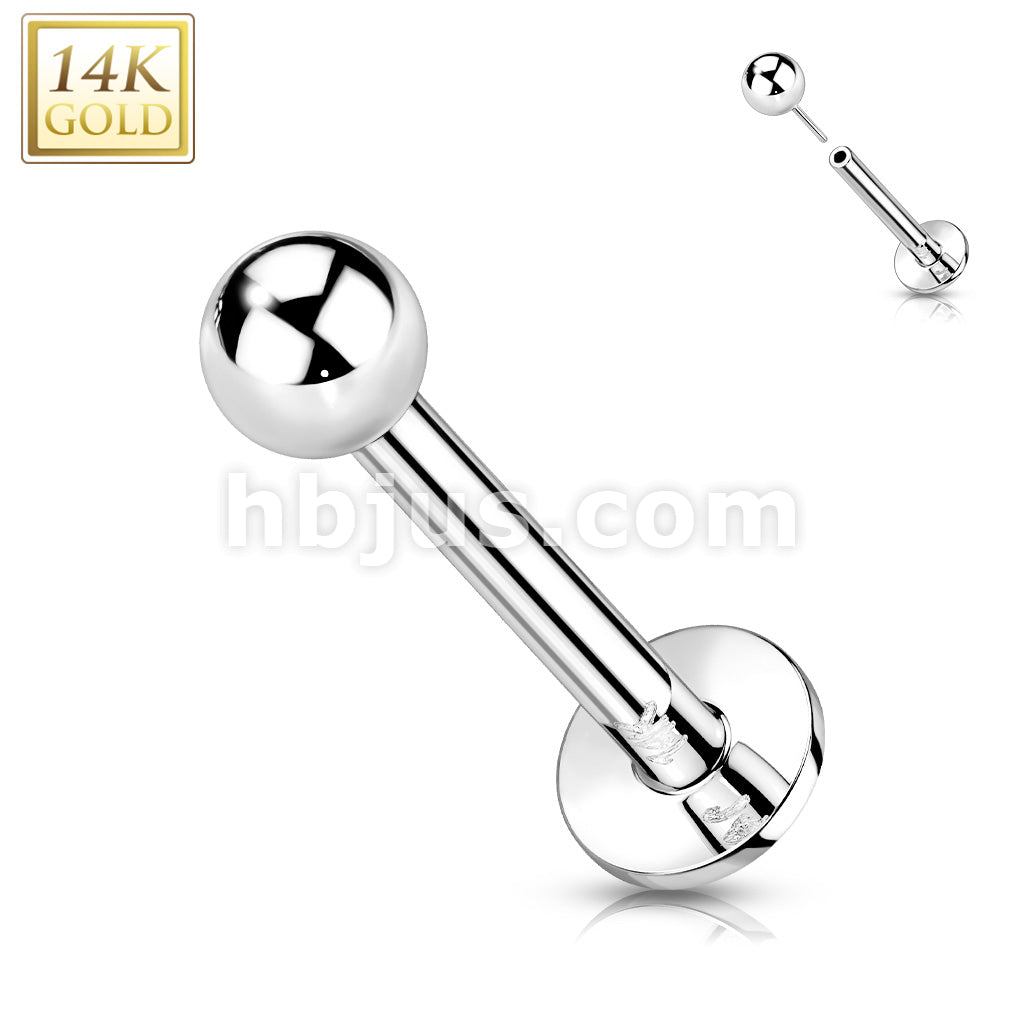 14KT  Gold 14K Gold Threadless Push-in Labret, Flat Back Studs With... - Image 3