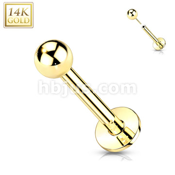 14KT  Gold 14K Gold Threadless Push-in Labret, Flat Back Studs With... - Image 4