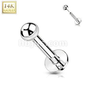 14KT  Gold 14K Gold Threadless Push-In Labret With Dome Top - Image 3