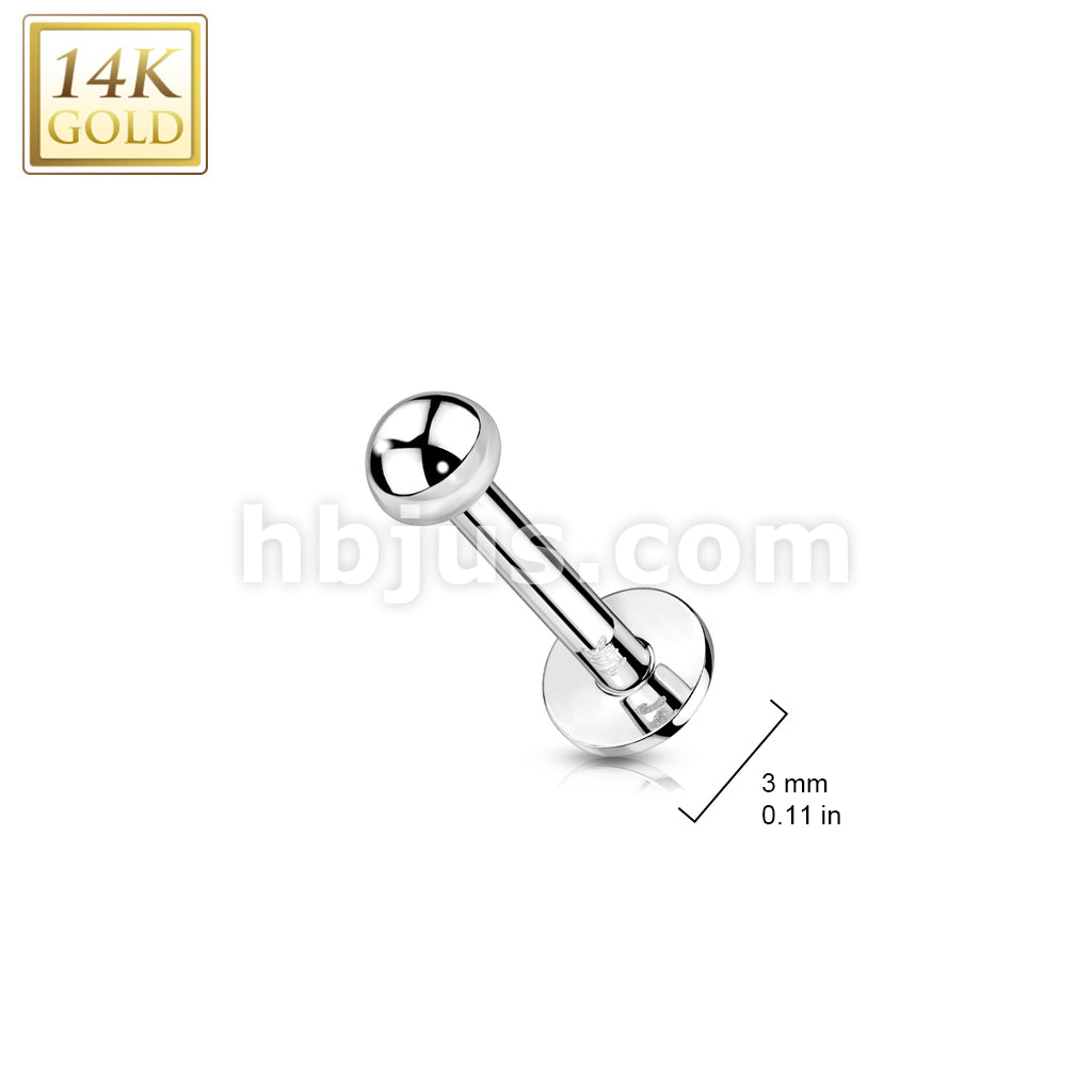 14KT  Gold 14K Gold Threadless Push-In Labret With Dome Top - Image 5