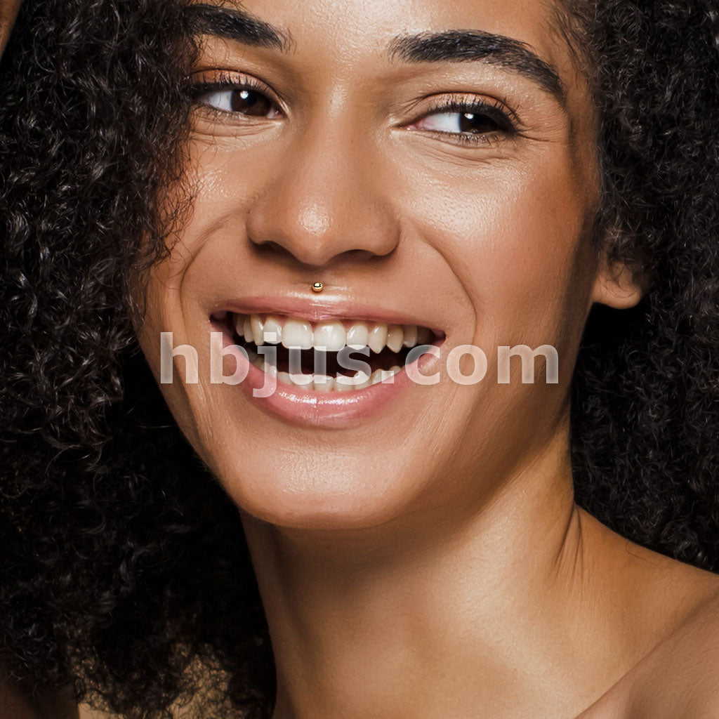 14KT  Gold 14K Gold Threadless Push-In Labret With Dome Top - Image 6