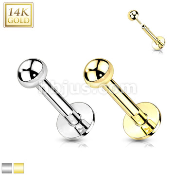 14KT  Gold 14K Gold Threadless Push-In Labret With Dome Top - Image 2