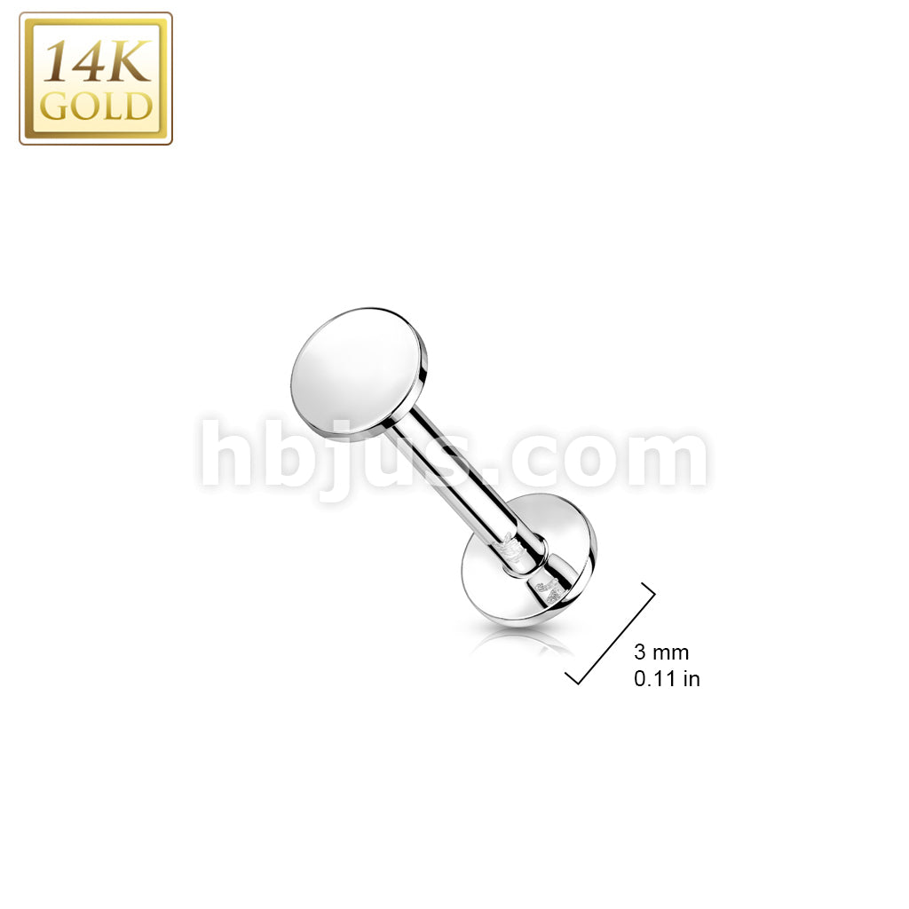 14KT  Gold 14K Gold Threadless Push-In Labret With Flat Round Top - Image 5