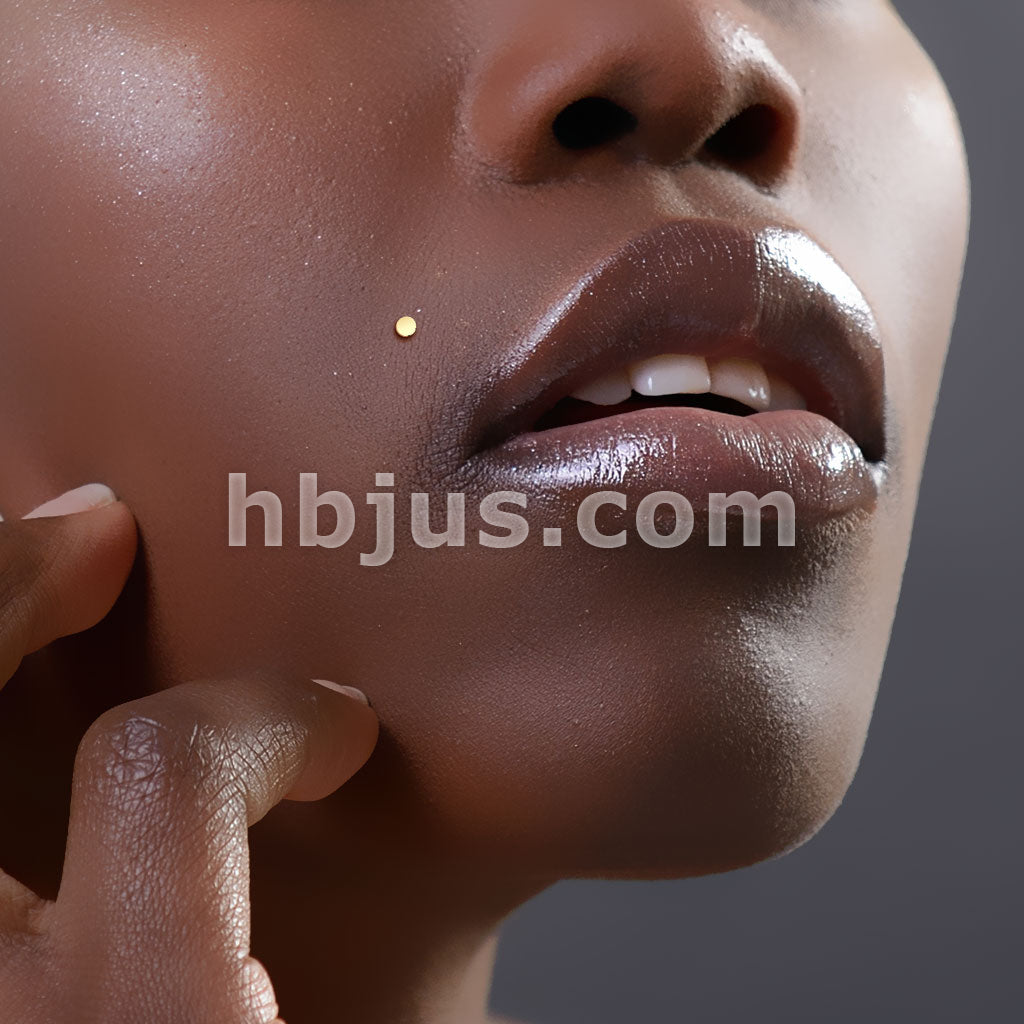 14K Gold Threadless Push-In Labret With Flat Round Top - Image 6