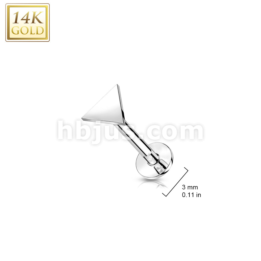 14KT  Gold 14K Gold Threadless Push-In Labret With Flat Triangle Top - Image 5
