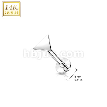 14KT  Gold 14K Gold Threadless Push-In Labret With Flat Triangle Top - Image 5